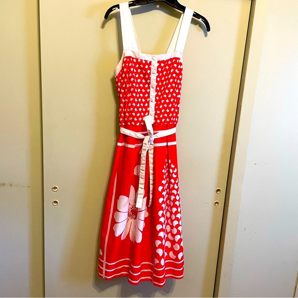 Red & white vintage floral dress